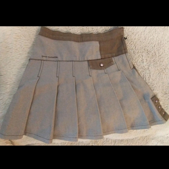 Pom Ponette Pink Hearts Brown Front Pleated Skirt Size 120cm Excellent Condition - Picture 1 of 4